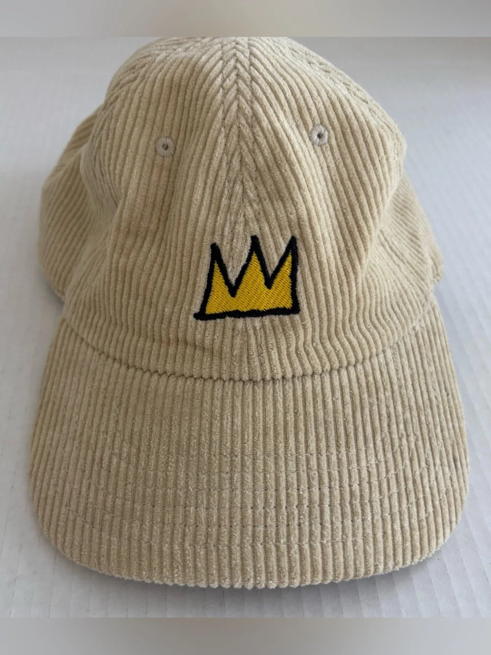 Jean Michel Basquiat Rare Corduroy Strap Back Dad Cap - Beige All Cotton